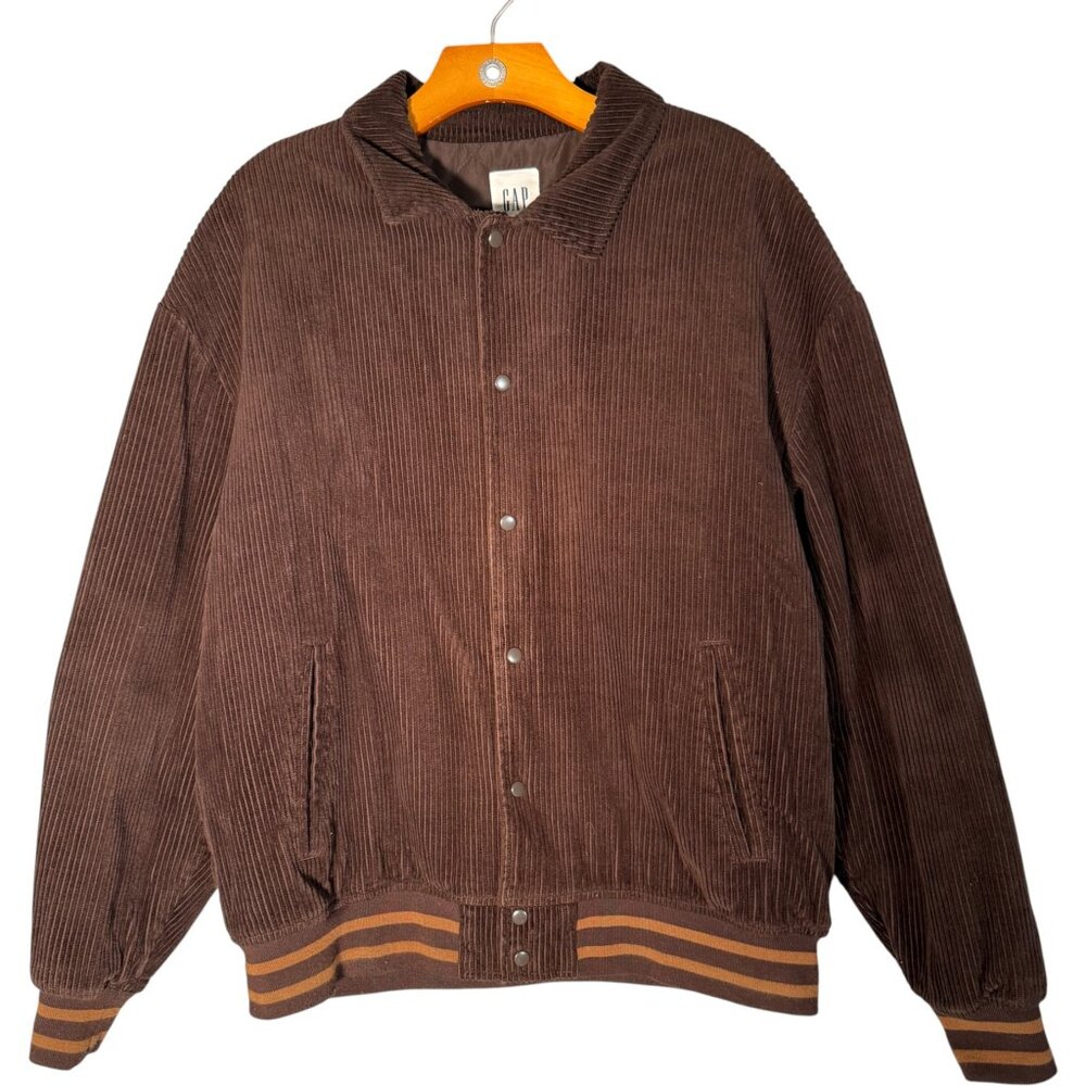 Gap Men's Brown Corduroy Varsity Bomber Jacket Retro Cotton L